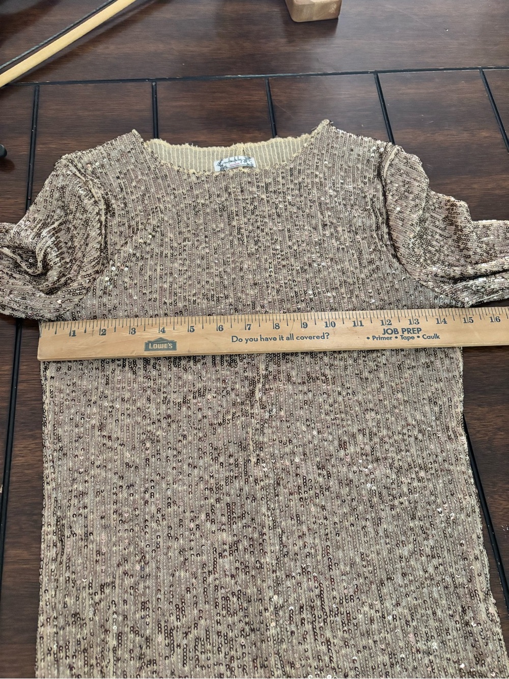 Free People Intimately Top Womens XS Gold Rush Long Sleeve Sequin Shiny - Picture 7 of 9